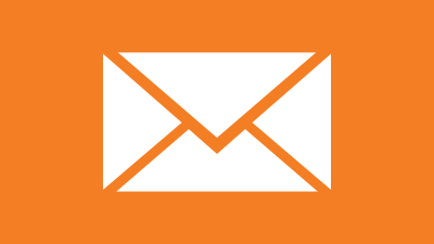 white envelope icon on orange background
